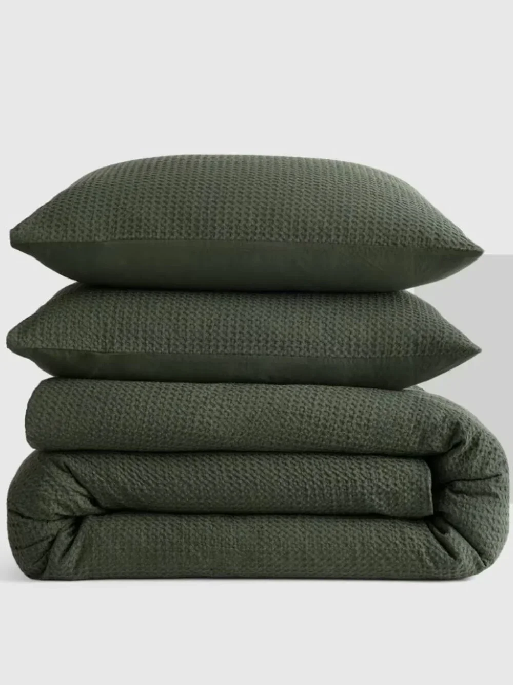 NEW QUINCE ORGANIC LUXE HONEYCOMB DUVET COVER SET  Full/QUEEN PINE MSRP $114